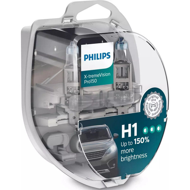 Philips X-Treme Vision Pro150 H1 pærer +150% mere lys (2 stk) Philips Xtreme Vision Pro +150%
