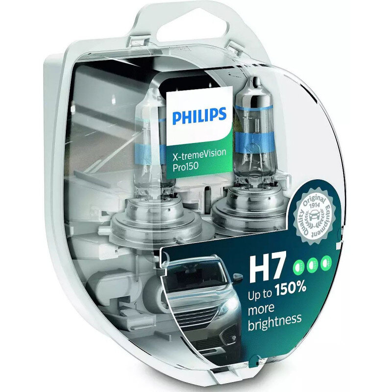 Philips X-Treme Vision Pro150 H7 pærer +150% mere lys (2 stk) Philips Xtreme Vision Pro +150%