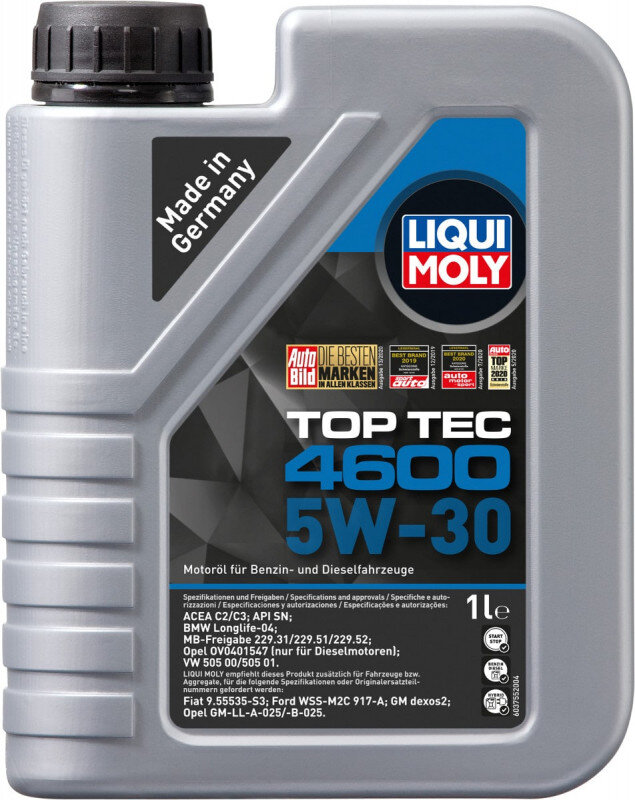 Top tec 4600 Liqui moly 5W30 Motorolie i 1 liters dunk Top tec motorolie fra Liqui Moly