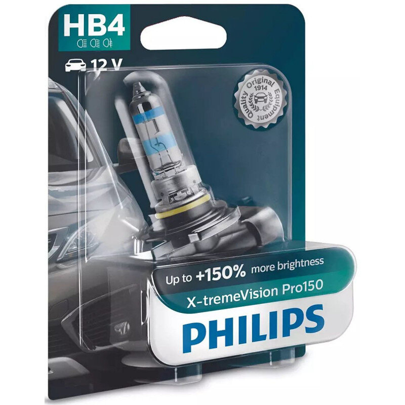 Philips X-Treme Vision Pro150 HB4 pærer +150% mere lys (1 stk) Philips Xtreme Vision Pro +150%