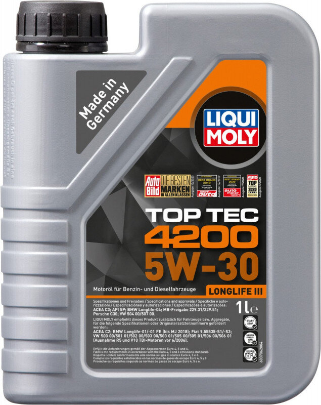 Top tec 4200 Liqui moly 5W30 Motorolie i 1 liters dunk Top tec motorolie fra Liqui Moly