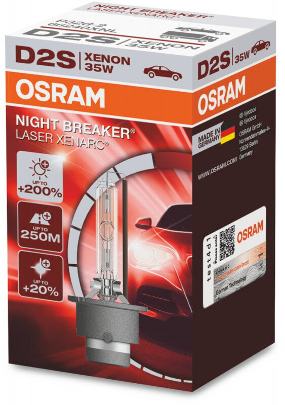 Osram D2S Night Breaker Laser Xenon pære med +200% mere lys (1 stk) Xenon Pærer
