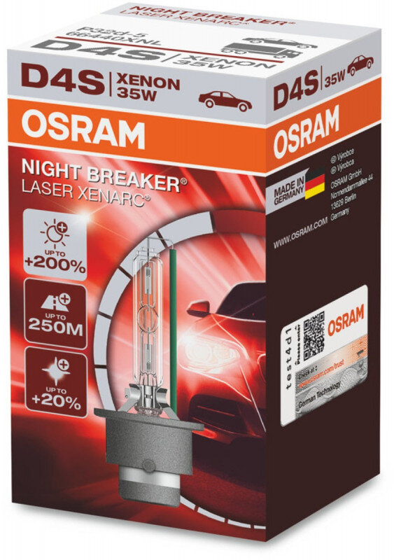 Osram D4S Night Breaker Laser Xenon pære med +200% mere lys (1 stk) Xenon Pærer