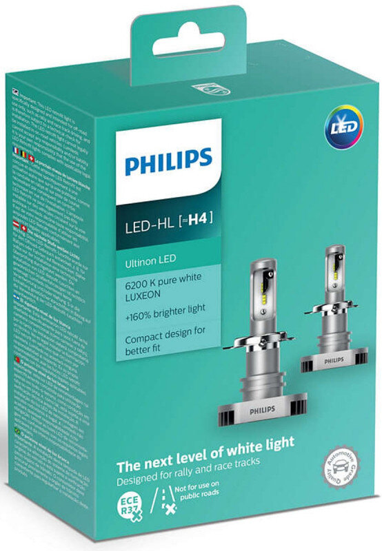 Philips Ultinon H4 LED +160% mere lys (2 stk.) Philips Ultinon LED +160%
