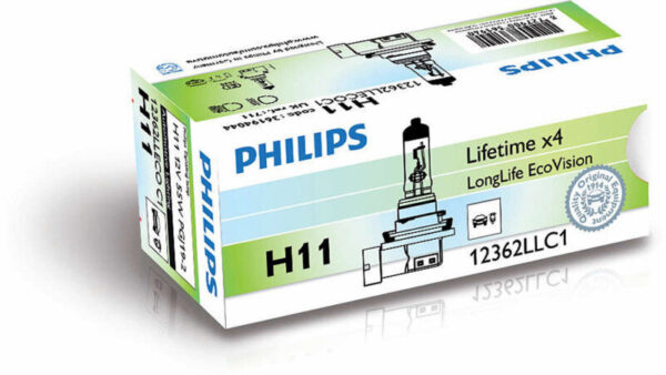 Philips H11 LongLife EcoVision pære med op til 4x længere levetid Philips LongLife EcoVision x4