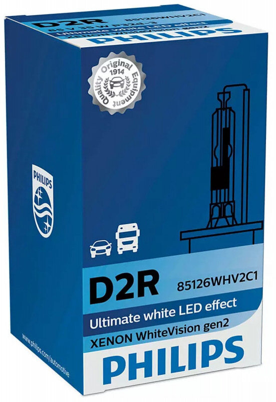 Philips D2R WhiteVision gen2 Xenonpære med +20% mere lys (1 stk) Xenon Pærer